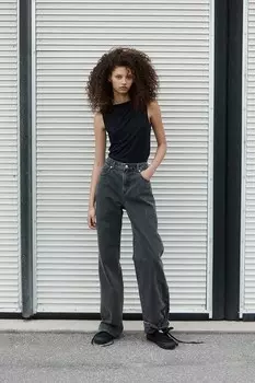Широкие высокие джинсы H&M, черный