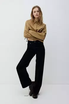 Широкие высокие джинсы H&M, черный