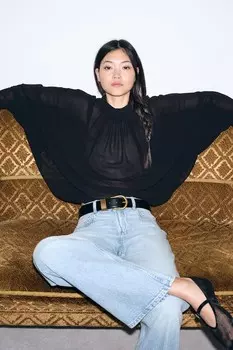 Широкие высокие джинсы H&M, голубой