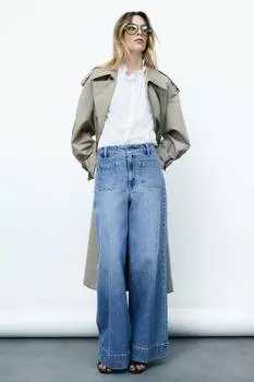 Широкие высокие джинсы H&M, голубой