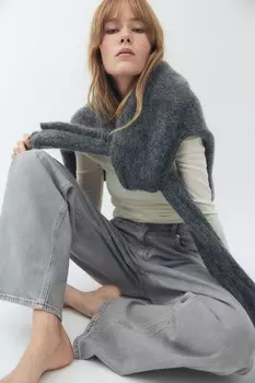 Широкие высокие джинсы H&M, серый