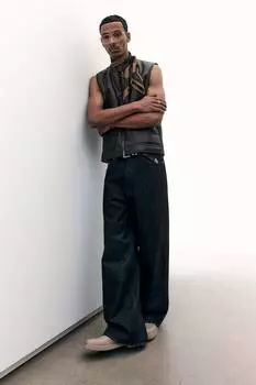 Широкие высокие джинсы H&M, серый