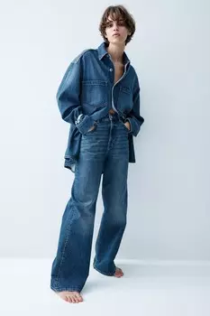 Широкие высокие джинсы H&M, синий