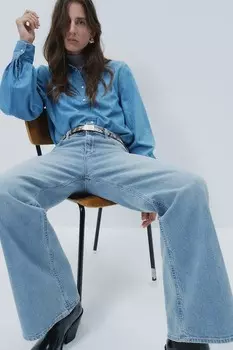Широкие высокие джинсы H&M, синий