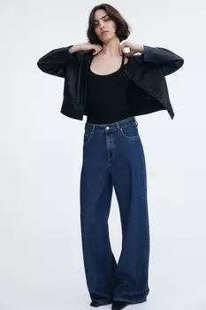 Широкие высокие джинсы H&M, синий