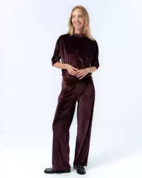 Широкие женские брюки из бархатной ткани Тереза Niza, бордовый