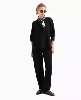Широкие женские брюки из ткани скуба Emporio Armani, черный
