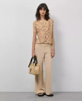 Широкие женские брюки карго из твила Roberto Verino, цвет Crudo