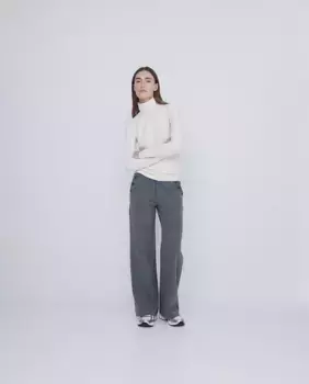 Широкие женские брюки с боковыми пуговицами Yerse, серый