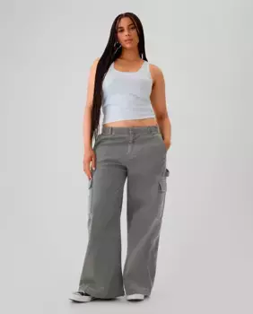 Широкие женские брюки с карманами-карго Gap, темно-серый
