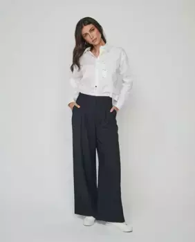 Широкие женские брюки со складками из гладкой ткани & Me Unlimited, тёмно-синий