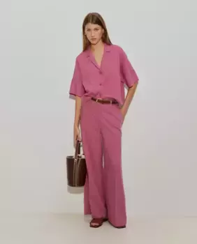 Широкие женские брюки со стрелками из лиоцелла и льна Lion of Porches, розовый