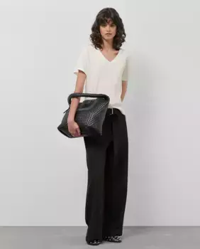 Широкие женские брюки свободного кроя из твила с поясом Roberto Verino, черный