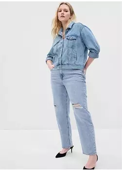 Широкие женские джинсовые брюки цвета индиго с высокой талией Gap