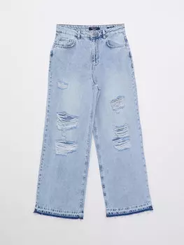 Широкие женские джинсовые брюки с высокой талией и прямыми карманами LCW Jeans