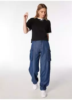 Широкие женские джинсовые брюки с высокой талией свободного кроя цвета индиго DT10544 Denim Trip, индиго