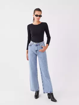 Широкие женские джинсовые брюки с высокой талией XSIDE, светло-синий