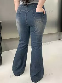 Широкие женские джинсы Dazy Plus, винтажная модель, серого цвета, большой размер Dazy, синий