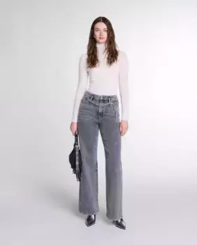 Широкие женские джинсы с цепочным ремнем Maje, серый