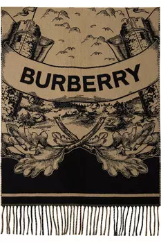 Широкий двусторонний шарф из кашемира EKD Burberry, бежевый