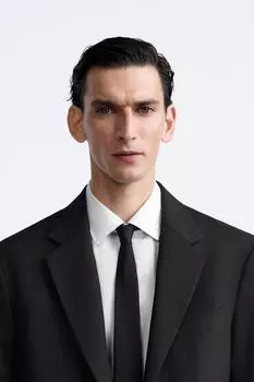 Широкий галстук из 100% шелка ZARA, черный