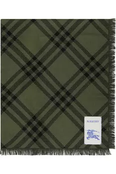 Широкий клетчатый шарф из шерсти и шелка Burberry, мультиколор