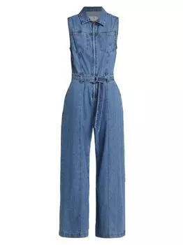 Широкий комбинезон без рукавов с поясом Frame, индиго