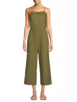 Широкий комбинезон из льняной смеси Saks Fifth Avenue, цвет Olive