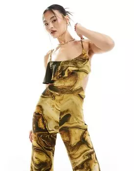 Широкий комбинезон с бретелями и вырезом на спине ASOS DESIGN