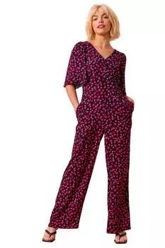 Широкий комбинезон с цветочным принтом в стиле Ditsy Dusk, черный