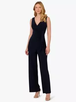 Широкий комбинезон с драпировкой из джерси Adrianna Papell, цвет Midnight