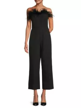 Широкий комбинезон с отделкой перьями Sam Edelman, черный