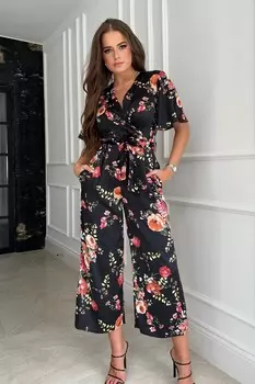 Широкий комбинезон с рукавами трикси Girl In Mind, черный