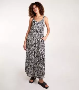 Широкий комбинезон с зебровым принтом Blue Vanilla, черный