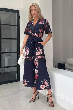 Широкий комбинезон Trixie с рукавами Girl In Mind, синий