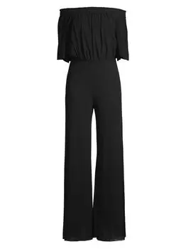 Широкий комбинезон Tuta с открытыми плечами Fuzzi, черный