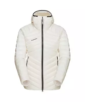 Широкий козырек в женской куртке с капюшоном Mammut, белый