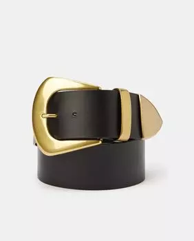 Широкий ремень из кожи наппа черного цвета Maison Boinet, черный