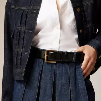 Широкий ремень из кожи спаццолато. J.Crew, черный