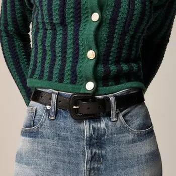 Широкий ремень из тисненой итальянской кожи J.Crew, черный