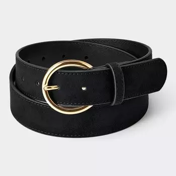 Широкий ремень с круглой пряжкой GU, черный