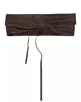 Широкий ремень с запахом The Row, темно-коричневый