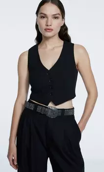 Широкий ремень со стразами Stradivarius, черный