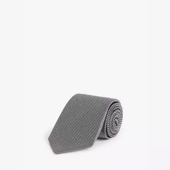 Широкий шелковый галстук с геометрическим узором Tom Ford, серебряный