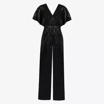 Широкий тканый комбинезон, украшенный пайетками Ro&Zo, черный