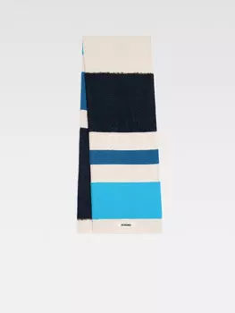 Широкий трехцветный шарф JACQUEMUS The Arazzo scarf, цвет Multi-Blue