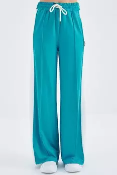 Широкий женский спортивный костюм бирюзового цвета с кружевной отделкой спереди Veryperi