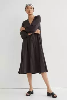 Широкое хлопковое платье H&amp;M, черный