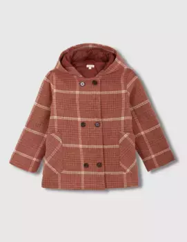 Широкое клетчатое пальто для девочки Gocco, цвет Granate