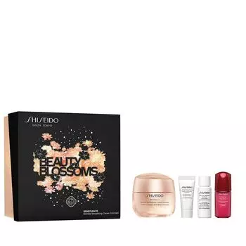 Shiseido Beauty Blossoms набор: крем для лица против морщин, 50 мл + концентрат для лица, 10 мл + увлажняющий лосьон для лица, 7 мл + очищающая пенка для лица, 5 мл